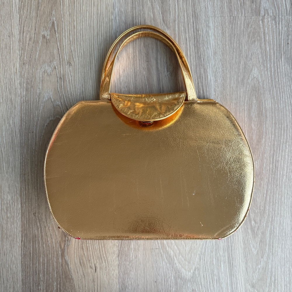 Vintage Pert Bag Gold Floral Needlepoint - Picture 3 of 8
